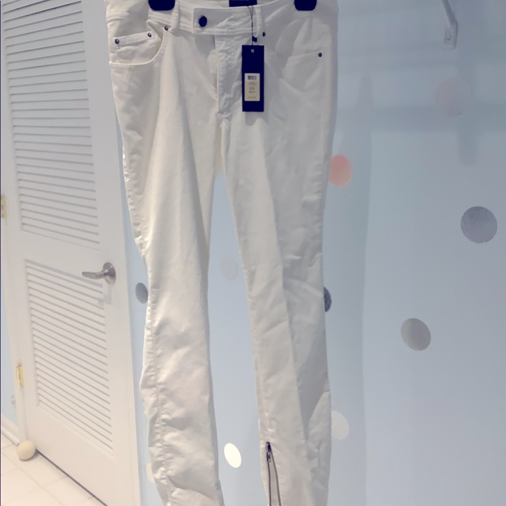 Narrow-wale corduroy pants with ankle zippers